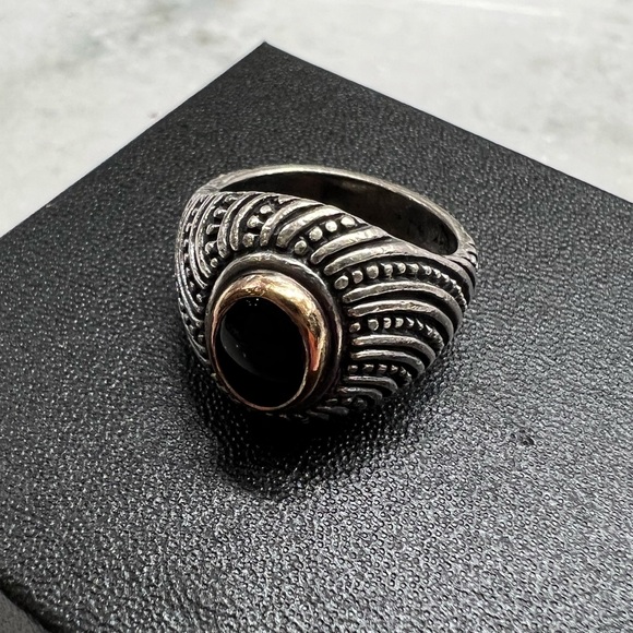 Rare retired James Avery Sterling Silver Black Onyx & 14k GOLD Ring size 6 - Picture 7 of 11